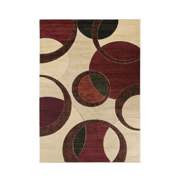Wrought Studio Adonia Power Loom Performance Beige/Red Rug Wayfair